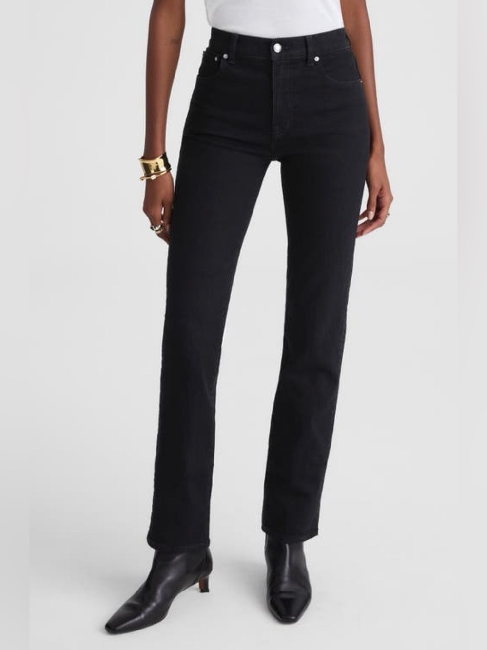 Madewell The Longline Straight Jean Black Frost NWT Size 26